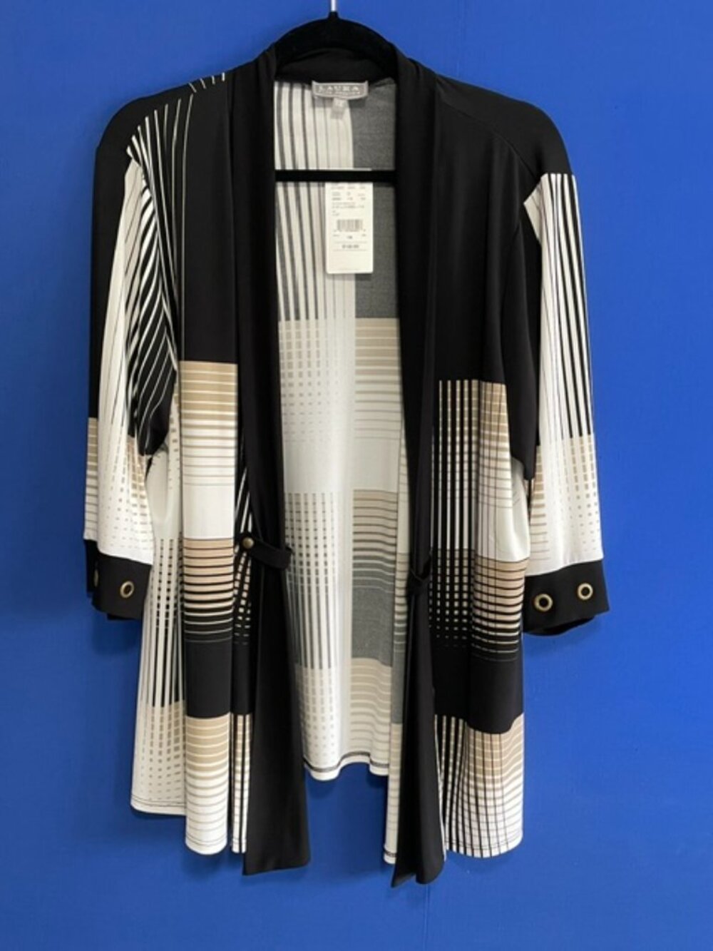 Laura Plus NWT Geometric Open-Front Duster Cardigan Topper - Size 1X